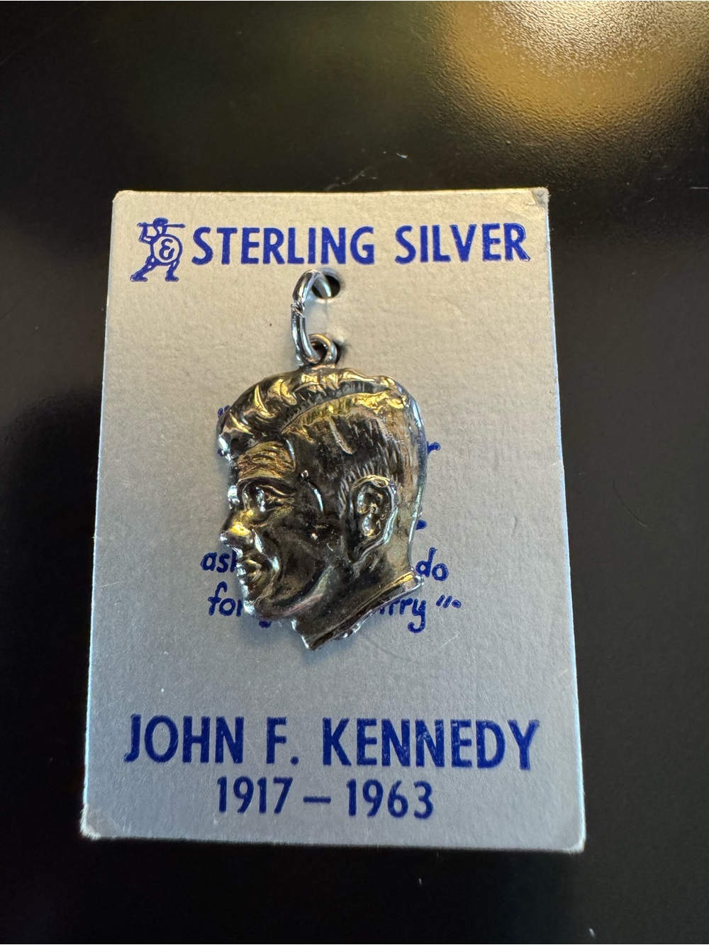 Vintage Sterling Silver John F. Kennedy Memorial - JFK Americana - Orig Card